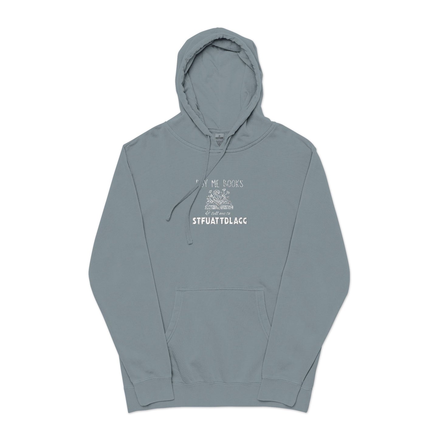 Buy Me Books Hoodie β Embroidered Unisex Pigment-Dyed Sweatshirt | Book Lover Gift, Dark Academia Aesthetic