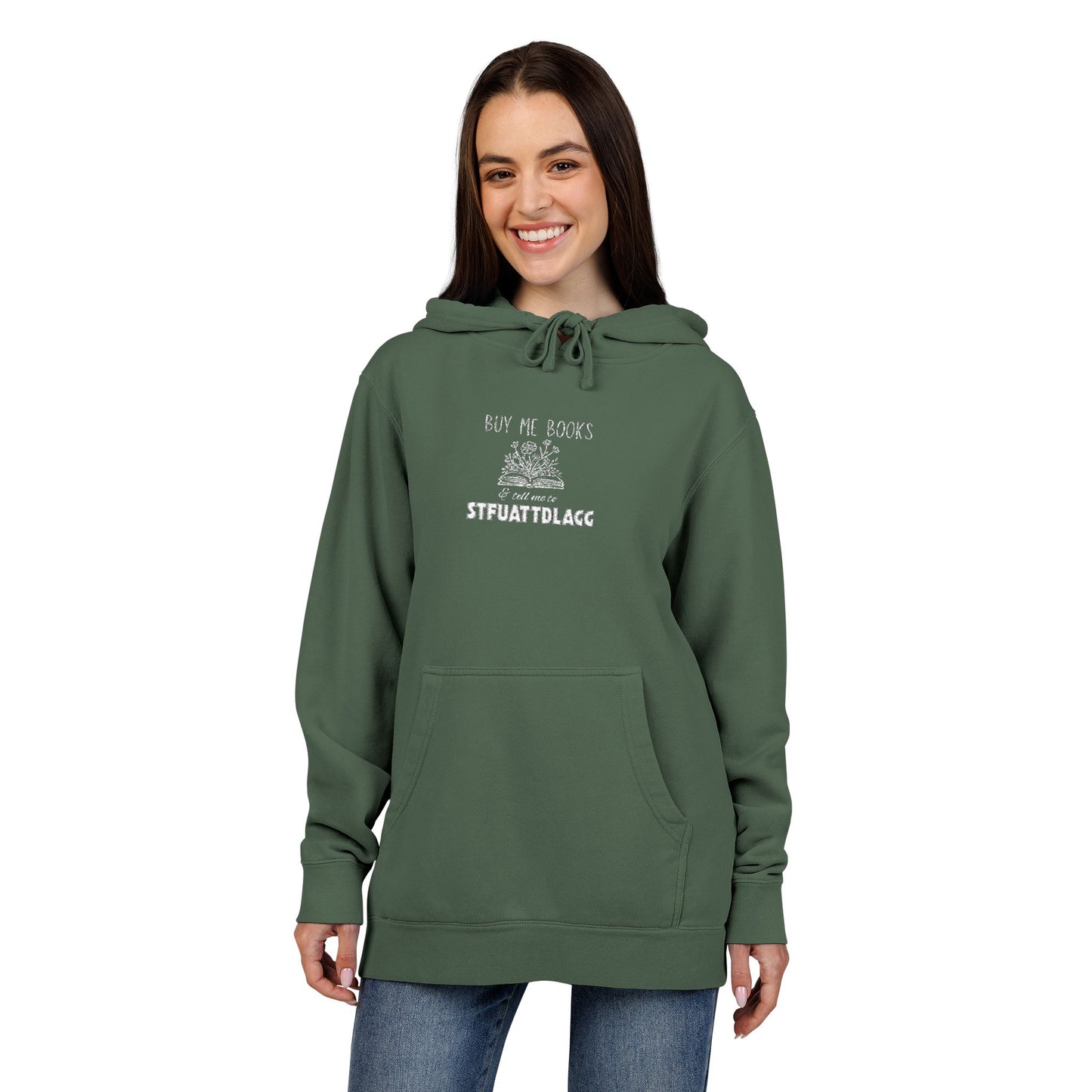 Buy Me Books Hoodie β Embroidered Unisex Pigment-Dyed Sweatshirt | Book Lover Gift, Dark Academia Aesthetic