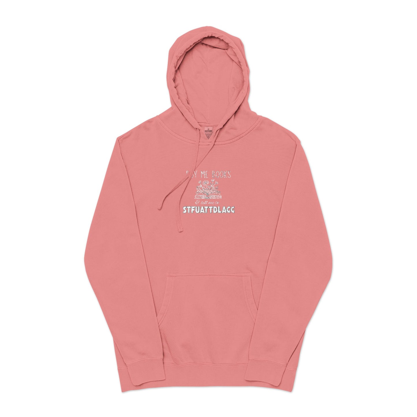 Buy Me Books Hoodie β Embroidered Unisex Pigment-Dyed Sweatshirt | Book Lover Gift, Dark Academia Aesthetic