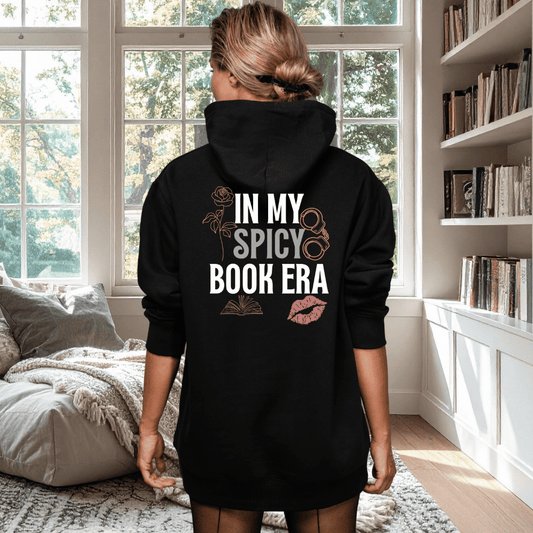 In My Spicy Book Era Hoodie – Unisex Full Zip Sweatshirt | BookTok Merch, Romance Reader Gift, Dark Academia Aesthetic
