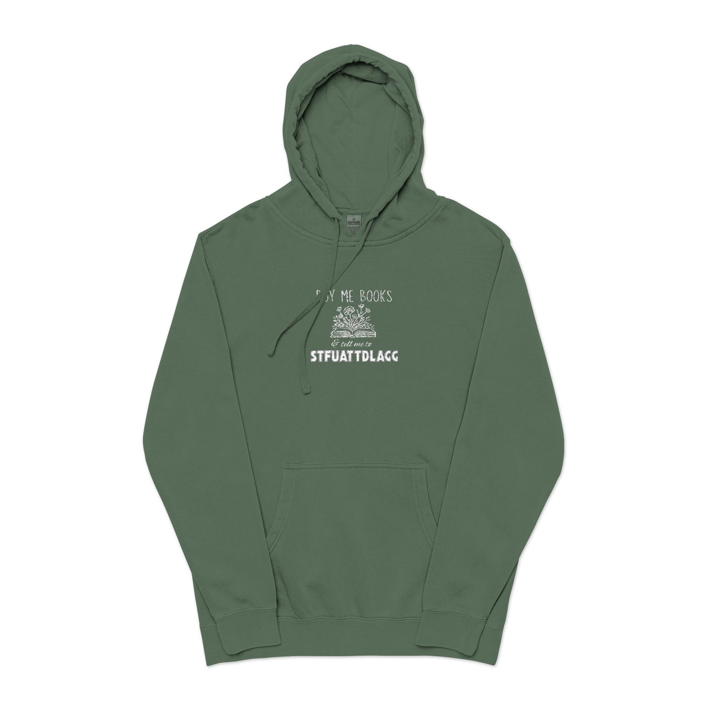 Buy Me Books Hoodie β Embroidered Unisex Pigment-Dyed Sweatshirt | Book Lover Gift, Dark Academia Aesthetic